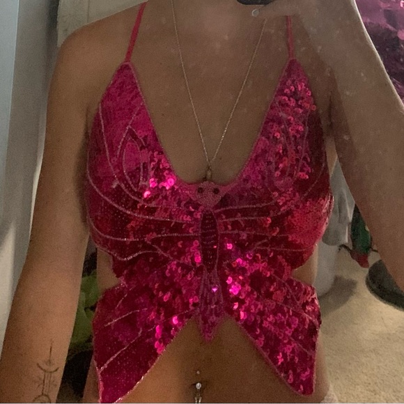 Sequin and beaded butterfly top - Picture 2 of 4